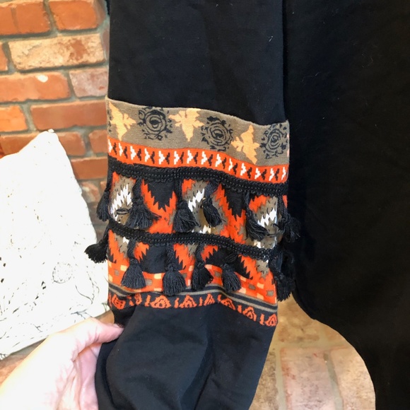 Black Aztec Fringe Stretch 3XL Sweatshirt Top - Picture 8 of 13